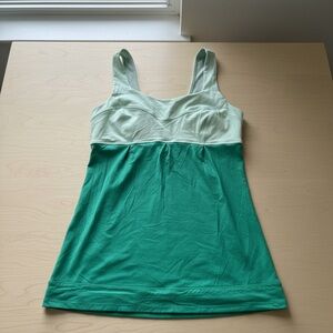 Lululemon FLAWED color-block green tank. Still has lots of life left